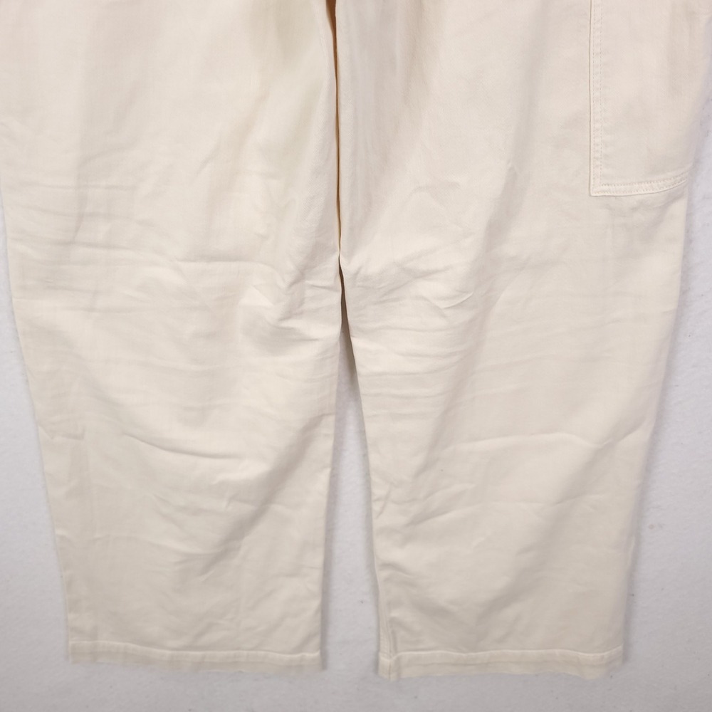 American Eagle Carpenter Pants Womens 14 Cream Stretch Wide Leg Utility Y2k - Picture 13 of 16
